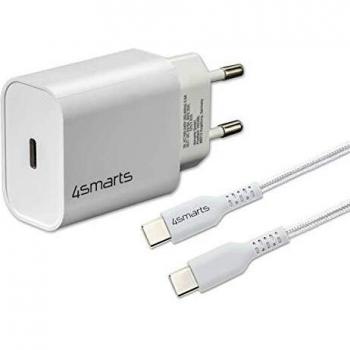 Cargador de pared 20W - 4smarts VoltPlug - USB-C PD - Cable USB-C de 1.5m - Carga Rápida