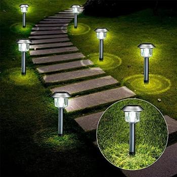 Aigostar - 6 x Lámpara LED para exterior, resistente al agua, encendido y apagado automático, IP44. Recomendado para jardines o terrenos blandos donde colocarlo.