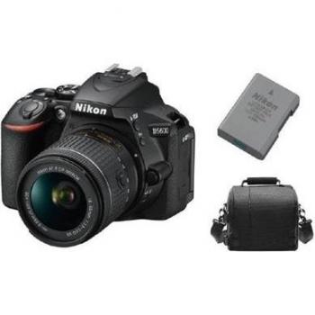 Cámara Digital Réflex Nikon D5600 24,2MP Negro Kit con Lente AF-P 18-55mm F3.5-5.6G VR + Bolsa + Batería EN-EL14A