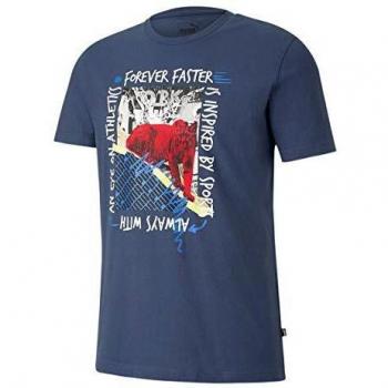 PUMA Photo tee Camiseta, Hombre, Dark Denim, L