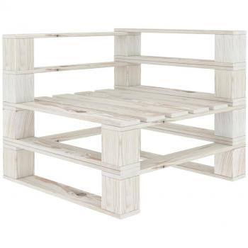 Sofá de jardín esquinero en paleta de madera blanca Vidaxl