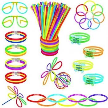 Vicloon Barras Luminosas, Pulseras Luminosas con Variedad de Conectores, Kits para Crear Gafas, Pulseras triples, una Diadema, Bolas Luminosas, Mariposas, una Bola Luminosa Premium.