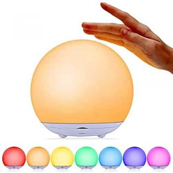 Luz Nocturna Infantil, Lámpara de Noche recargable por USB, Luz Quitamiedos para Bebé con Luz Cálida Regulable&Luz de 7 Colores, Interruptor&Táctil,Temporizador para Niños,Dormitorio, Regalo