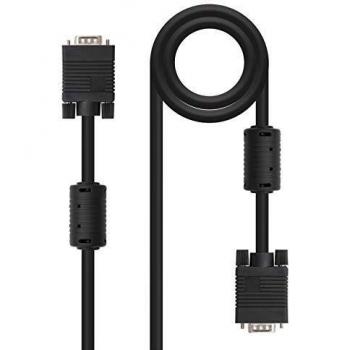 NanoCable 10.15.0110 - Cable SVGA con ferrita para monitor, proyector y PC, HDB15/M-HDB15/M, negro, 10mts