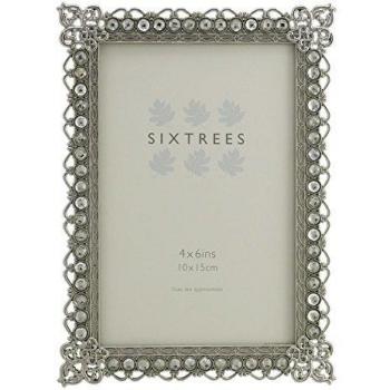 Antique Vintage y Shabby Chic estilo plata Metal marcos de fotos con cuentas y cristales en 23 estilos para 4 x 4, 6 x 4 y 7 x 5 imágenes - por Sixtrees, metal, Plateado, 6x4 Adelaide