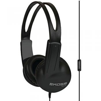 Koss UR10 On-Ear Wired Headphones with Adjustable Band, Black/Silver, 3.5mm Jack
