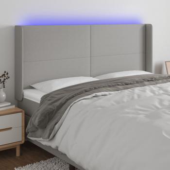 Cabecero LED Gris Claro 203x16x128 cm Tela con iluminación integrada