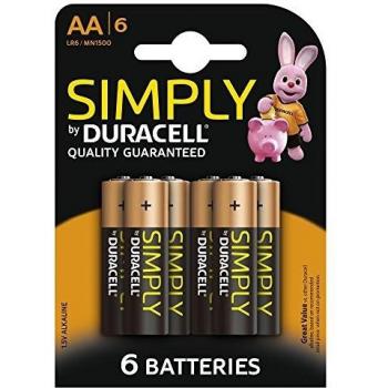 Duracell Simply - Lote de 6 pilas alcalinas AA