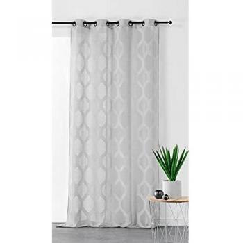 Cortina Voile Geométrica Moderna Gris Claro 140x250 cm con Ojetes