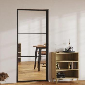 Black ESG Glass and Aluminum Interior Door 93x201.5 cm