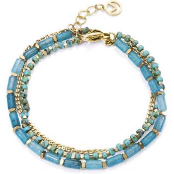 Pulsera Viceroy Kiss de acero Ip dorado con cristales y jade natural