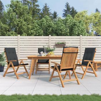 Reclining Teak Garden Chairs with Cushions - Set of 4