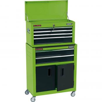 Armario y caja herramientas con ruedas Draper Tools, color verde, dimensiones 61.6x33x99.8 cm
