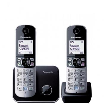 Teléfono DECT Panasonic KX-TG6812 Identificador de Llamadas Negro y Plata con Combinado Adicional