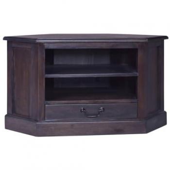 Mueble de TV esquinero caoba maciza negro claro 80x40x49 cm