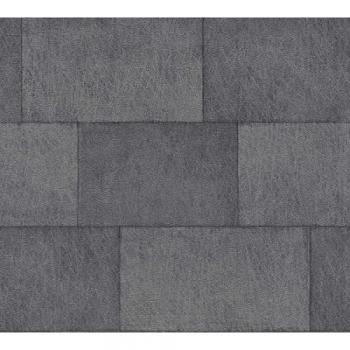 Titanium Stone-Effect Non-Woven Wallpaper, Modern Design, Black, 0.53 x 10.05 m