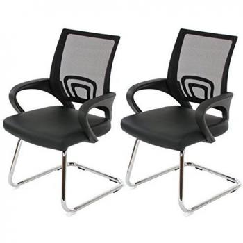 Lote de 2 sillones de conferencia Ancona, sillón de visita en polipiel negra certificada MVG