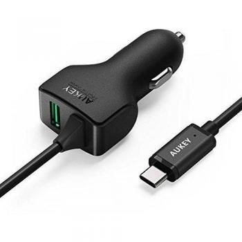 Aukey CC-Y4-AYES - Cargador de cigarrillo, color negro