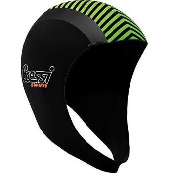 Cressi Swim Hood 2mm Capucha Protectora para Nadar/bucear, Unisex-Adulto, Negro/Lime, L/XL