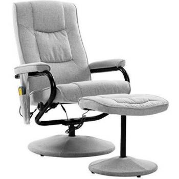vidaXL Light Grey Fabric Massage Recliner with Footrest