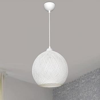 Lámpara Colgante Lisburn 1 x E27 20W Metal/Cuerda de Yute Blanca 22 x 22 cm