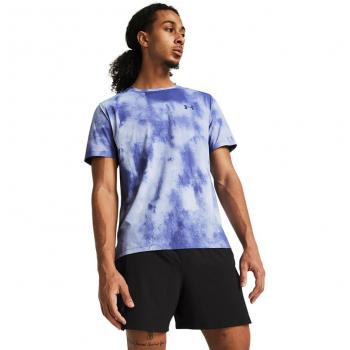 Camiseta de hombre Under Armour Launch Elite Wash, manga corta, color violeta, talla M