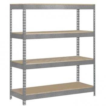 Estantería Metálica SimonRack 4 Baldas Madera, 200x120x45 cm, Soporta 300 kg, Azul/Naranja