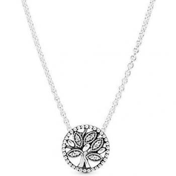 Pandora Sparkling Family Tree Necklace 397780CZ-45 in Sterling Silver with Cubic Zirconia