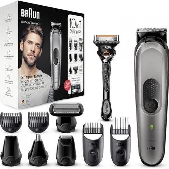 Afeitadora Braun Cortapelo 10 en 1 MGK7320 All-IN-ONE, recortadora de barba, máquina cortar pelo, multifuncional, incluye múltiples accesorios para diferentes estilos de corte y longitud