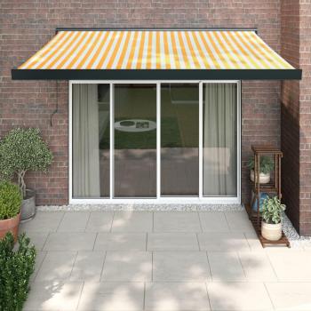 Toldo retráctil de aluminio y tela amarillo y blanco 3,5x2,5 m Multicolor
