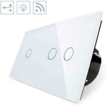 LEDBOX Conmutador táctil + remoto, 3 botones, frontal blanco