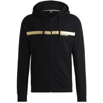Chaqueta de hombre BOSS Authentic 10208539 23 Negro con capucha y cierre completo, talla L
