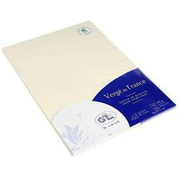 Lalo 47216L - Un paquet de 50 feuilles 21x29,7 cm 100g, Vergé de France, Ivoire