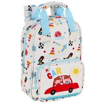 Mochila Infantil con Asas Fácil Limpieza Safta Preescolar My Car, 200x80x280 mm