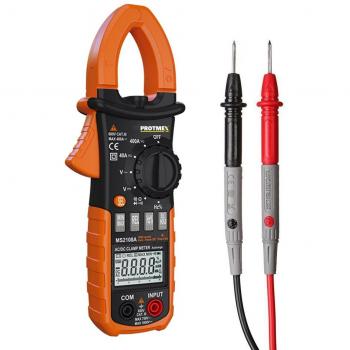 Multímetro digital, Protmex MS2108A Medidor de pinza 4000 Cuentas Gama Automática y Manual AC/DC Mini Medidor de abrazadera Digital AC DC voltaje Corriente Resistencia Capacidad Frecuencia Ciclo de trabajo Ensayador