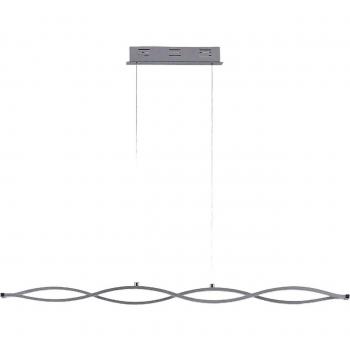Lámpara colgante LED lineal Roan de Lucande, ondulada, moderna, en color plateado, fabricada en plástico para salón y comedor