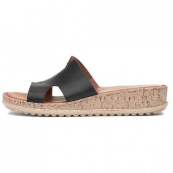 Hush Puppies Women's Eloise Low Wedge Leather Slip-On Sandals - Black, Size UK 6