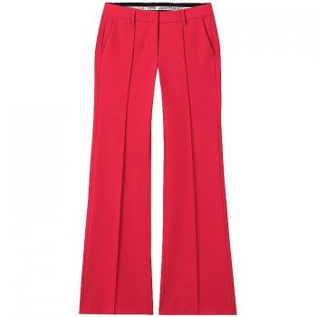 Luisa Cerano Bootcut Pants with Slit Hem in Stretch Deep Red, Red female, Size: S