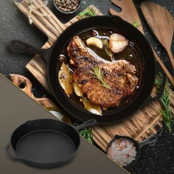 Sartén de Hierro Fundido BBQ Boss con Doble Asa y Vertedor para Horno, Parrilla y Cocina, Ø31 cm, Antiadherente
