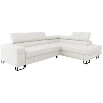 Sofá rinconero Comfivo 247 con función de descanso y caja de ropa de cama, 271x203x71cm