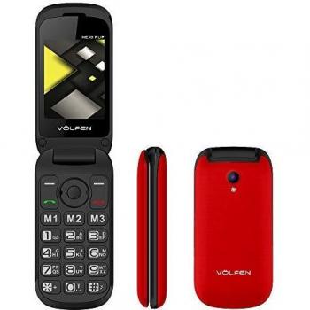 Teléfono Móvil Plegable Volfen Nexo Flip, Rojo y Negro, con Pantalla de 2.4, Dual SIM, Micro SD, Cámara y Batería de Larga Duración