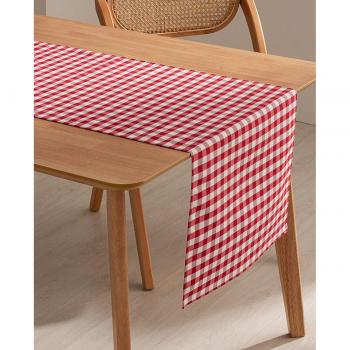 Camino de Mesa Rectangular Vichy Rojo 45x170 cm con Tratamiento Antimanchas y Tacto Suave