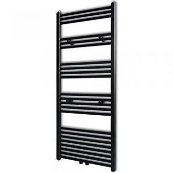 vidaXL Radiador toallero de baño recto negro 600 x 1424 mm