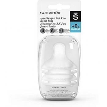 Suavinex Tetina Fisiológica SX Pro Silicona Flujo Lento +0m 2uds