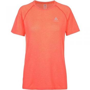 Odlo Camiseta de Manga Corta Crew Essential Seamless para Mujer, Color Naranja, Talla L, Sin Costuras, Ideal para Entrenamiento