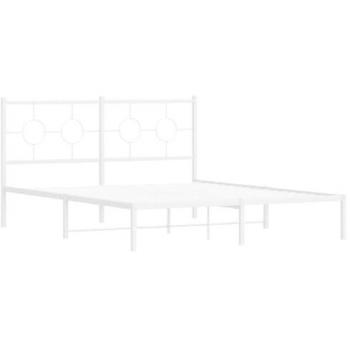 Estructura de cama de metal con cabecero blanca 150x200 cm Vidaxl Blanco, estructura de cama sin colchón, cabecero de metal, color blanco