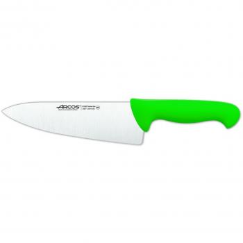 Cuchillo de Cocinero Arcos Colour-Prof 290721, Acero Inoxidable Nitrum, Mango Ergonómico Polipropileno Verde, Hoja 20 cm, Funda Display