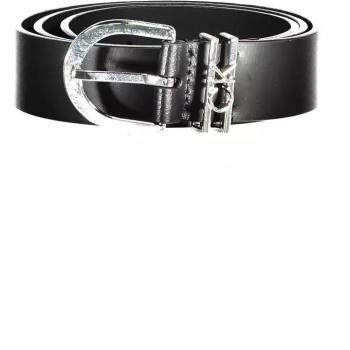 Calvin Klein Women's Black Leather Loop Belt 3.0 cm - Elegant with Metal Buckle, Size 80 cm