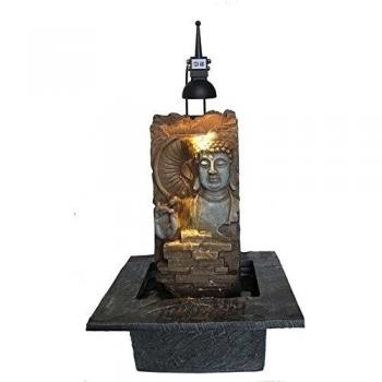 Zen Buda Luz fuente de pared SCF14 Interior oscuro marrón / negro 22 x 20 x 40 cm