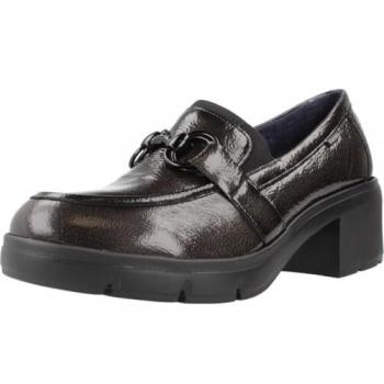 Mocasín Fluchos para mujer mod. 2111 con cadena de adorno y tacón, cuero, color Rock Grafito, talla 39